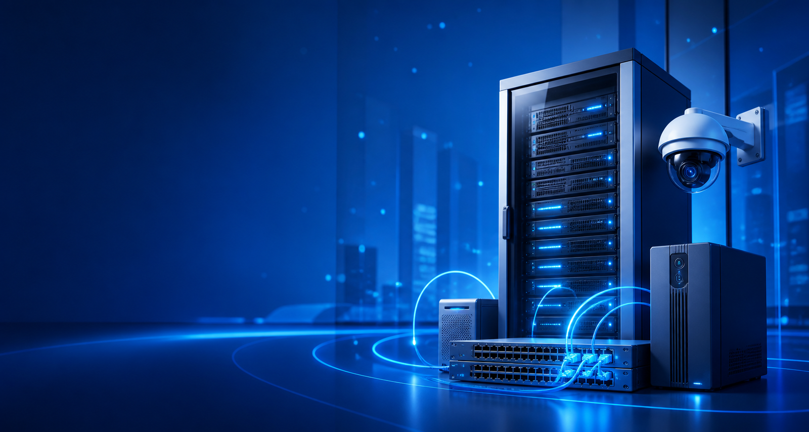 Server infrastructure, CCTV surveillance camera, network switch and power backup equipment